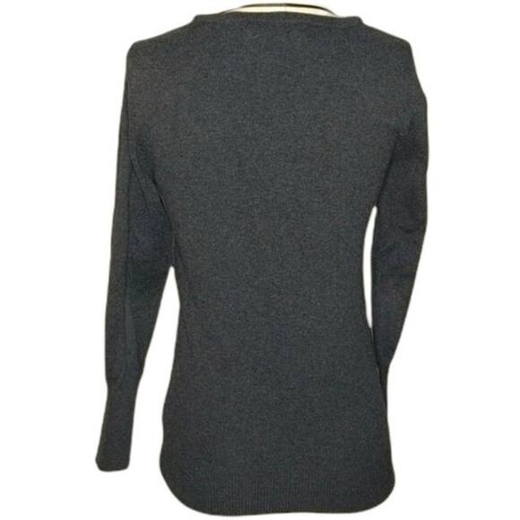 ZARA Knit Charcoal Gray V-Neck Fitted Cardigan Sweater M - Picture 16 of 16